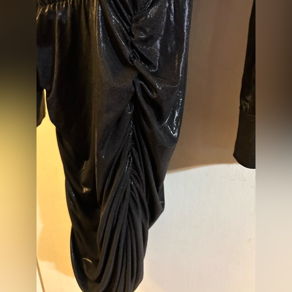 Norma Kamali Boyfriend Liquid Metallic Black Dress XL - Picture 9 of 12